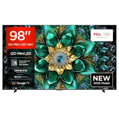 Abbildung von TCL 98Q6C 98 Zoll QD Mini LED Fernseher, 4K HDR Premium 1000nits, Smart TV mit Google (Dolby Vision IQ &amp; Atmos, Onkyo 2.1 Soundsystem, 144Hz Motion Clarity Pro, Game Master)