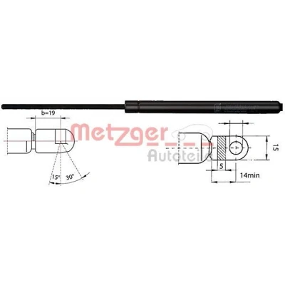 Abbildung von METZGER 2110030 Heckklappendämpfer 610 512 VOLKSWAGEN: TRANSPORTER 3 Bus, Kasten