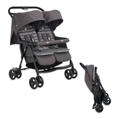 Abbildung von Joie Zwilling Air Twin mit Liegeposition inkl. Regenschutz &amp; Wendesitzauflage Dark Pewter