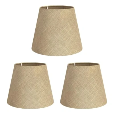 Abbildung von ledscom.de 3 Stück Lampenschirm, Leinen, Jute, Hanf, Textil, Stoff, natur beige, 200mm Ø