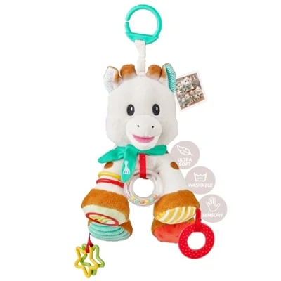 Abbildung von Sophie la Girafe Aktivitäts Stofftier einfach zu handhaben Frühlernspiel für Babys weicher und flexibler Mantel Haken zum Aufhängen am Kinderwagen