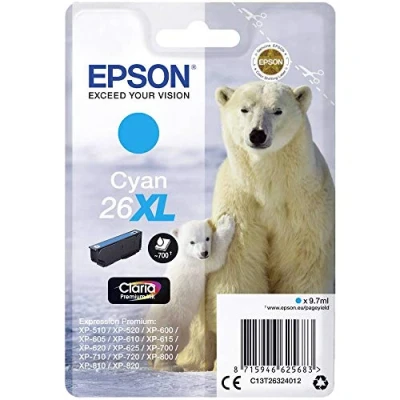 Abbildung von Epson 26XL cyan tintenpatrone 9,7ml C13T26324010 original