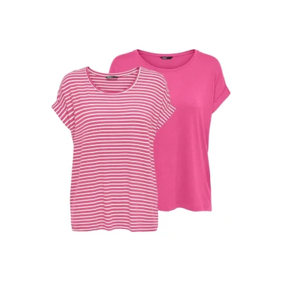 Abbildung von ONLY Moster 2 PACK Tshirt print Gin fizz w cd stripes, Damen, Größe: XS, stripes