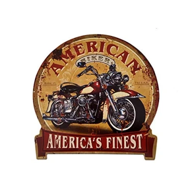 Abbildung von LB H&amp;F Blechschild Retro Motorrad Blech Metallschild Biker Amerika Rund 30x30cm Gross Blechschilder