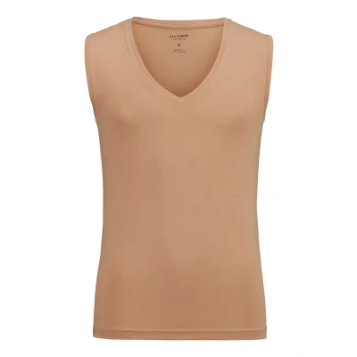 Abbildung von OLYMP Level Five body fit Unterzieh T Shirt tiefer V Ausschnitt Stretch beige Gr. L