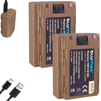 Abbildung von Blumax Gold Akku kompatibel mit Sony NP FZ100 (2250mAh) USB Typ C (2X (2250mAh USB))