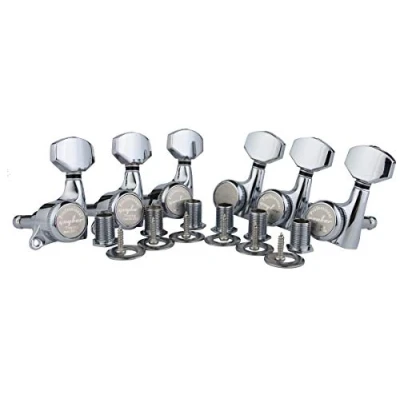 Abbildung von Guyker 6Pcs Guitar Locking Tuners (6 Left Handed) 1:18 Ratio Lock String Tuning Key Pegs Machine Heads with Hexagonal Handle Replacement for LP SG Style Electric, Folk or Acoustic Guitars Chrome