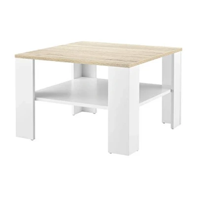 Abbildung von en.casa Couchtisch, »Aachen« Wohnzimmertisch 60x60x40cm Weiß/Eiche Optik