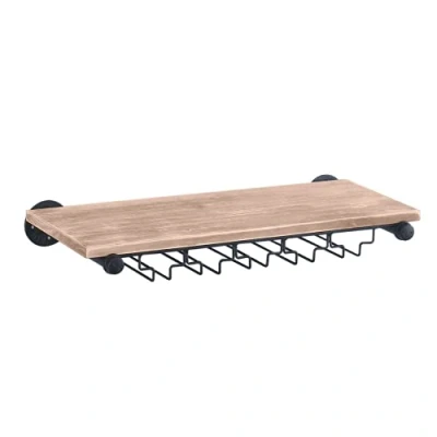 Abbildung von lousriyy Weinregal mit Glashalter Holz Weinflaschenhalter Wandmontage Weinhalter Weinregale 24/36 Zoll Flaschenregal Retro Weinglashalter Hängend Wand Bar für Küche Esszimmer (24 Zoll)