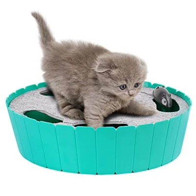 Abbildung von Pawaboo Katzenspielzeug Elektrische Maus, Interaktiv Kätzchen Spielzeug Katzenbett Kratzmatte Katzenminze, Süß und Sicher Spielball für Kleine Katze Spiel Beißen Kauen Blau