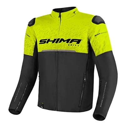 Abbildung von SHIMA DRIFT Motorrad Jacke Herren mit Protektoren AIRFORCE Rückenprotektor Motorradjacke Sommer Schulter Protektor Ellbogen Textiljacke Schutzjacken Protektorenjacke Stadt (Männer, Fluo, XXL)