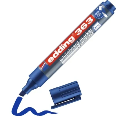 Abbildung von edding 363 Whiteboardmarker blau 10 Whiteboard Stifte Keilspitze 1 5 mm Boardmarker abwischbar für Whiteboard, Flipchart, Magnettafel, Pinnwand, Memoboard Sketchnotes nachfüllbar
