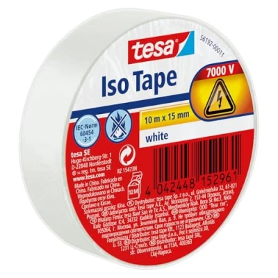 Abbildung von tesa Isolierband Selbstklebendes Isolierband, hitzebeständig Zum Isolieren, Reparieren und Bündeln 10 m Weiß