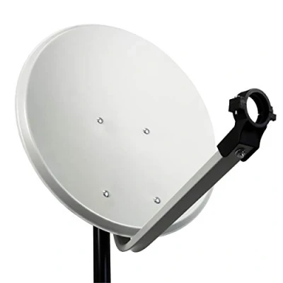 Abbildung von Premium X PXS45 Satellitenschüssel 45cm Stahl Hellgrau Satellitenantenne SAT Spiegel mit LNB Tragarm und Masthalterung