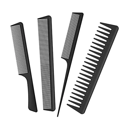 Abbildung von Jaimela 4 Stück Haarkamm Kamm Set, Breiter Zahnkamm, Normale Zahnkamm und Doppelzahnkamm, Antistatischer Karbonkamm, Barbier Haarstyling Salon Männer &amp; Frauen