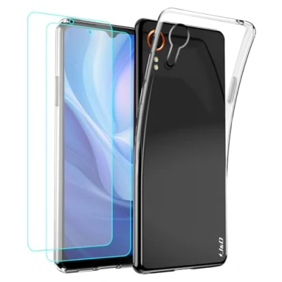 Abbildung von J&amp;D Kompatibel für Samsung Galaxy Xcover 7 Hülle, Kristallklar Anti Gelb Schutzhülle mit (2er Pack) Displayschutzfolie, Schock TPU Bumper Case for 7, Transparent