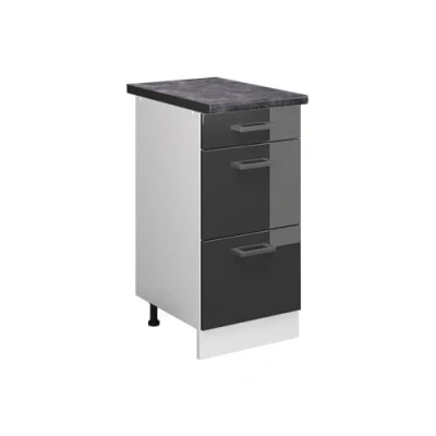 Abbildung von Vicco Küchenunterschrank R Line, Anthrazit Hochglanz/Weiß, 40 cm mit Schubladen, AP