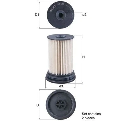 Abbildung von MAHLE ORIGINAL KX 516/S Kraftstofffilter Filtereinsatz CHEVROLET: Captiva, OPEL: Antara, VAUXHALL: Antara