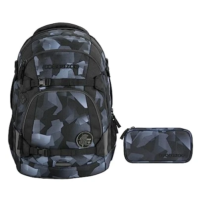 Abbildung von coocazoo Schulranzen Schulrucksack Set MATE Grey Rocks 2 teilig (Rucksack, Mäppchen), ergonomisch, reflektiert, Körpergröße: 135 180 cm