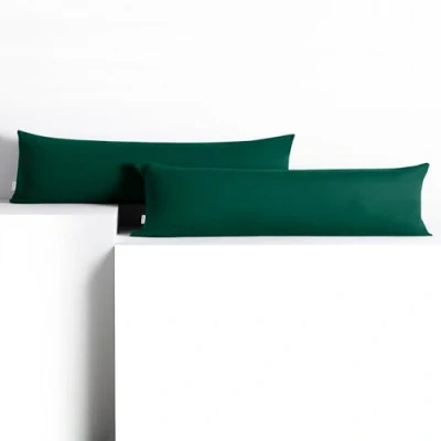 Abbildung von DecoKing 2 Kissenbezüge 20x145 cm Jersey Baumwolle Reißverschluss flaschengrün Amber