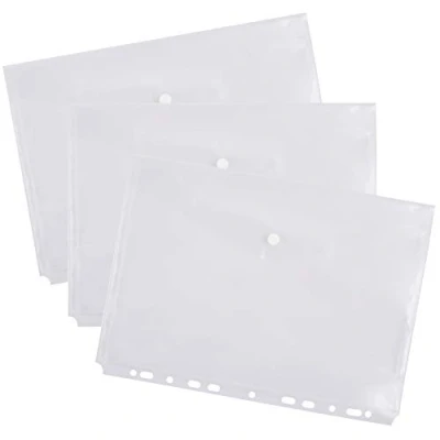 Abbildung von D.RECT 9146 Dokumenten Mappe Brieftaschen zum Abheften mit Druckknopf und Eurolochung PP A4 transparent Weiß 10 Stück