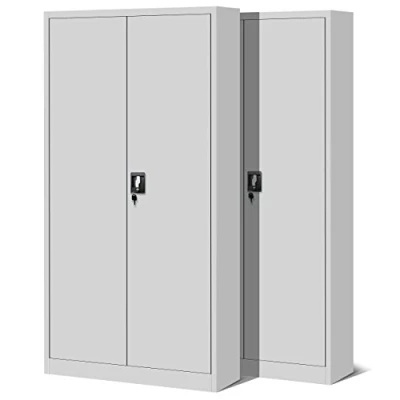 Abbildung von Jan Nowak 2er Set Aktenschrank C001H Büroschrank Metallschrank Werkzeugschrank 4 Einlegeböden Drehgriff Pulverbeschichtung Flügeltürschrank Abschließbar 195 cm x 90 40 (Grau)