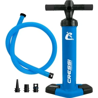 Abbildung von Cressi Unisex Adult Feather High Pressure Inflation Hand Pump 1100 CCM Hochdruck Handpumpe (15 PSI 1 BAR) mit Manometer, Blau, One Size