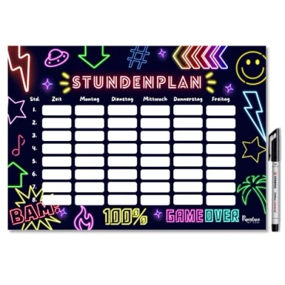Abbildung von Neon Stundenplan magnetisch abwischbar (Neon, Magnetischer inkl. Stift)