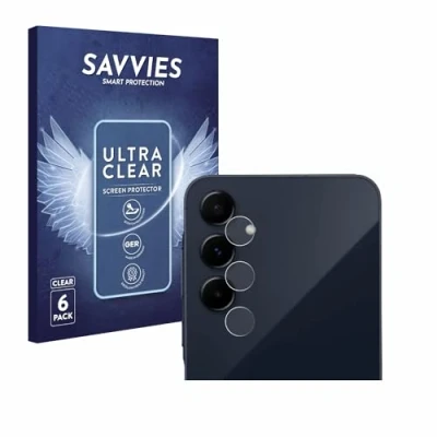 Abbildung von Savvies 6 Stück Schutzfolie für Samsung Galaxy A55 5G (NUR Kameraschutz) Displayschutz Folie Ultra Transparent