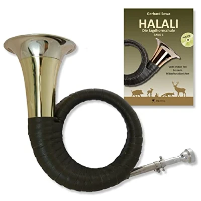 Abbildung von Tuyama® TJG 202A Classic Jagdhorn Fürst Pless Horn in B Posthorn + Halali Jagdhornschule (Starterkit)