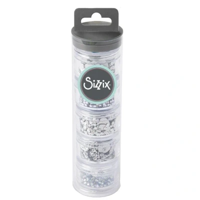 Abbildung von Sizzix Making Essential Pailletten &amp; Perlen Silber 5PK