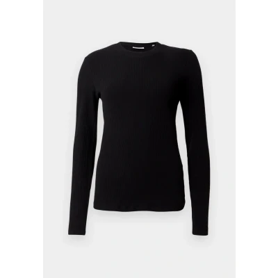 Abbildung von Marc OߴPolo Denim Damen Langarmshirt mit Stretch Anteil gerippt, Schwarz (Black), XS