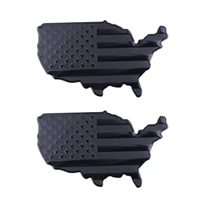Abbildung von USA Flagge Karte Emblem Auto Aufkleber für Autos Karosserie LKW Wand Styling (Schwarz)