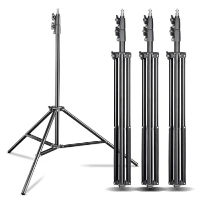 Abbildung von Walimex pro FT 8051 4er Set Lampenstativ 260cm Lichtstativ mit Federdämpfung, Höhe max 260 cm, 5 kg Traglast, Aluminium, für Fotografie Studio Outdoor, Tasche und Adapter,