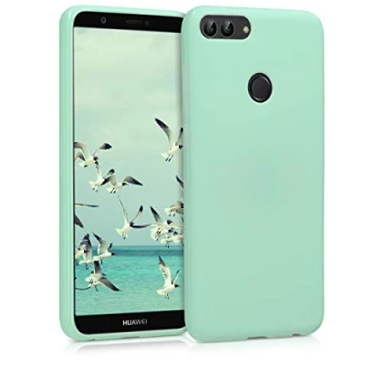 Abbildung von kwmobile Hülle kompatibel mit Huawei Enjoy 7S / P Smart (2017) weiches TPU Silikon Case Cover geeignet für kabelloses Laden Mintgrün matt