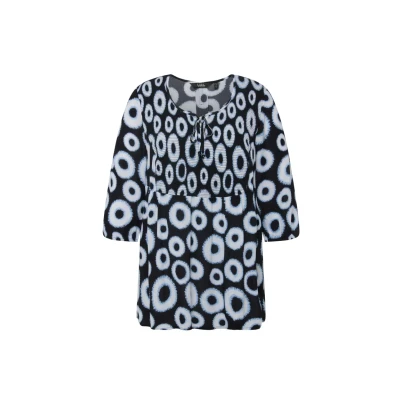 Abbildung von Ulla Popken Rundhals 3/4ARM Bluse, Damen, Größe: 42/44, Marine