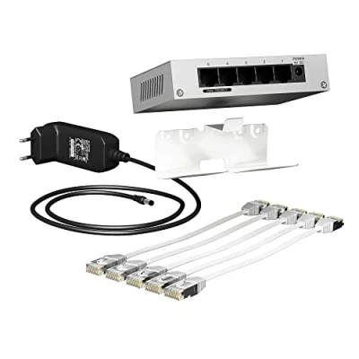 Abbildung von Lexcom Home InformAtischer Switch 1 Gbit/S 5 Ports + Kabel Halterung