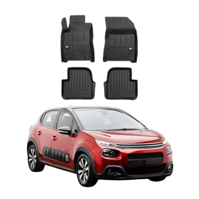 Abbildung von OMAC Gummi Fußmatten kompatibel mit Citroen C3 Schrägheck 2016 2024 Premium TPE Schwarz 4X