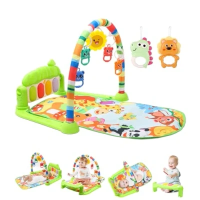 Abbildung von Baby Spielbogen Spieldecke,pieldecke Spielmatte mit Klavier,Spielmatte abnehmbarem Babyspielzeug,Bauchzeit Activity Decke für &amp; Kleinkinder 0 24 Monate,Grün