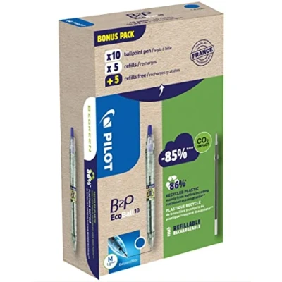 Abbildung von Pilot B2P Ecoball, Clip, Clip on Einziehkugelschreiber, Nachfüllbar, Blau, 1 Stück(e), Medium