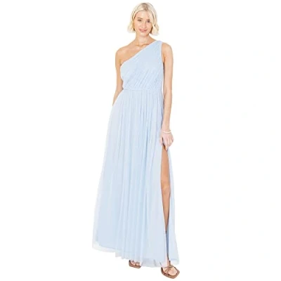 Abbildung von Anaya with Love Damen Womens Ladies Maxi One Cold Shoulder Dress Slit Split Sleeveless Prom Wedding Guest Bridesmaid Ball Evening Gown Kleid, Light Blue, 36