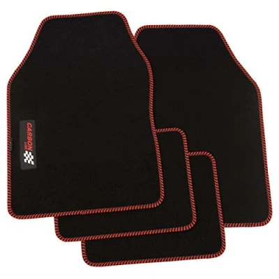 Abbildung von PETEX Carbon Autoteppich Universal 4 teilig schwarz/rot