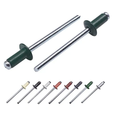 Abbildung von Marcopol (100 Stück) Lackierte Blindnieten 4,0 x 8 mm, Kuppelkopf, DIN 7337, Aluminiumniete und Stahldorn, Popnieten (100, Moosgrün RAL 6005)