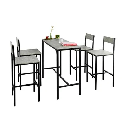 Abbildung von SoBuy Bartisch OGT14, Set 5 teilig Sitzgruppe Esstisch Bistrotisch mit 4 Hockern