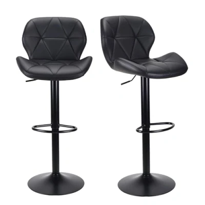 Abbildung von WangPangzi Barhocker 2er Set,höhenverstellbar Mit lehne barstuhl, Küchenstühle Fußstütze, Kunstleder Stahl,Gepolsterter Sitz, Für Tresenhocker, Wohnküchen, Hotels, Bar Hocker (Schwarz)