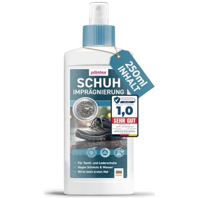 Abbildung von PLINTEX® Schuh Imprägnierspray 250ml effektiv gegen Regen &amp; Nässe Textilien Imprägnierung 100% biologisch abbaubar Schuhimprägnierung