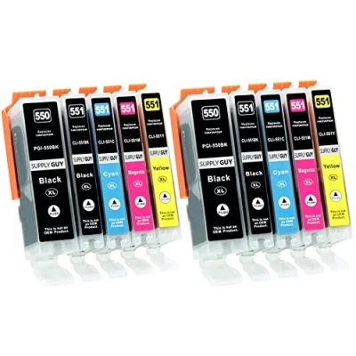 Abbildung von Supply Guy 10 Druckerpatronen mit Chip kompatibel Canon PGI 550 CLI 551 für Pixma IP7250 IX6850 MG5450 MG5550 MG5650 MG5655 MG6450 MG6650 MX725 MX925