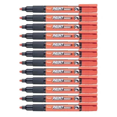 Abbildung von Pentel MMP20 FO Permanent Marker 2,0 mm Rundspitze Lackmarker, 12 Stück, orange