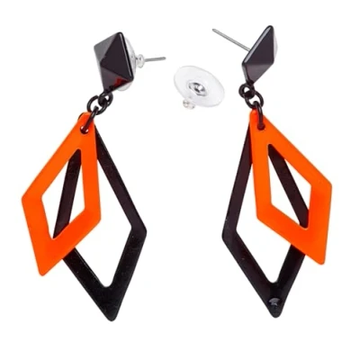 Abbildung von Widmann S.r.l. Kostüm Rhombus Ohrringe, Neon Orange Schmuck 80er Jahr