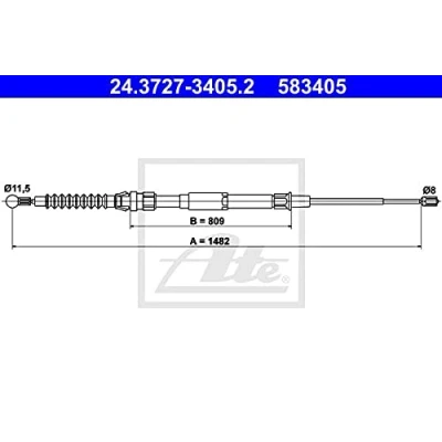Abbildung von ATE 24.3727 3405.2 Handbremsseil 1482 VOLKSWAGEN: Beetle Schrägheck
